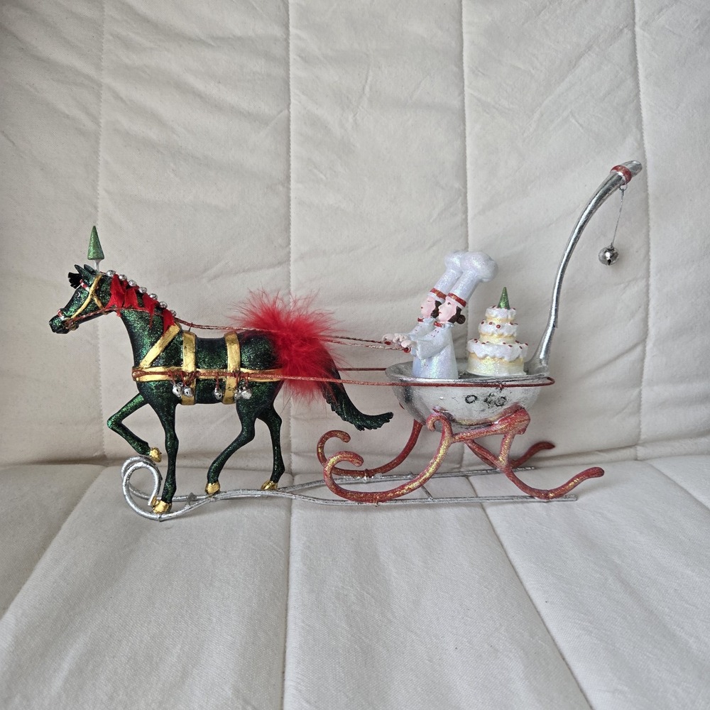 Patience Brewster Krinkles Bakers Cake Sleigh Shelf Decor. Flaw! Broken